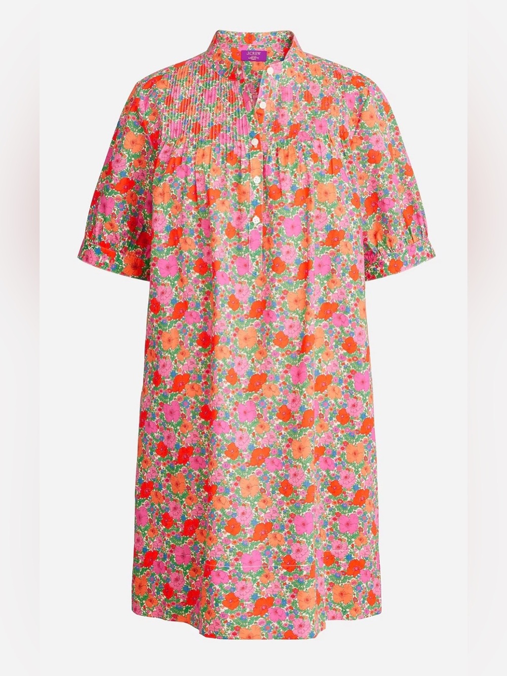 J. Crew Short-sleeve mini shirt-dress in Liberty® Meadow Song fabric